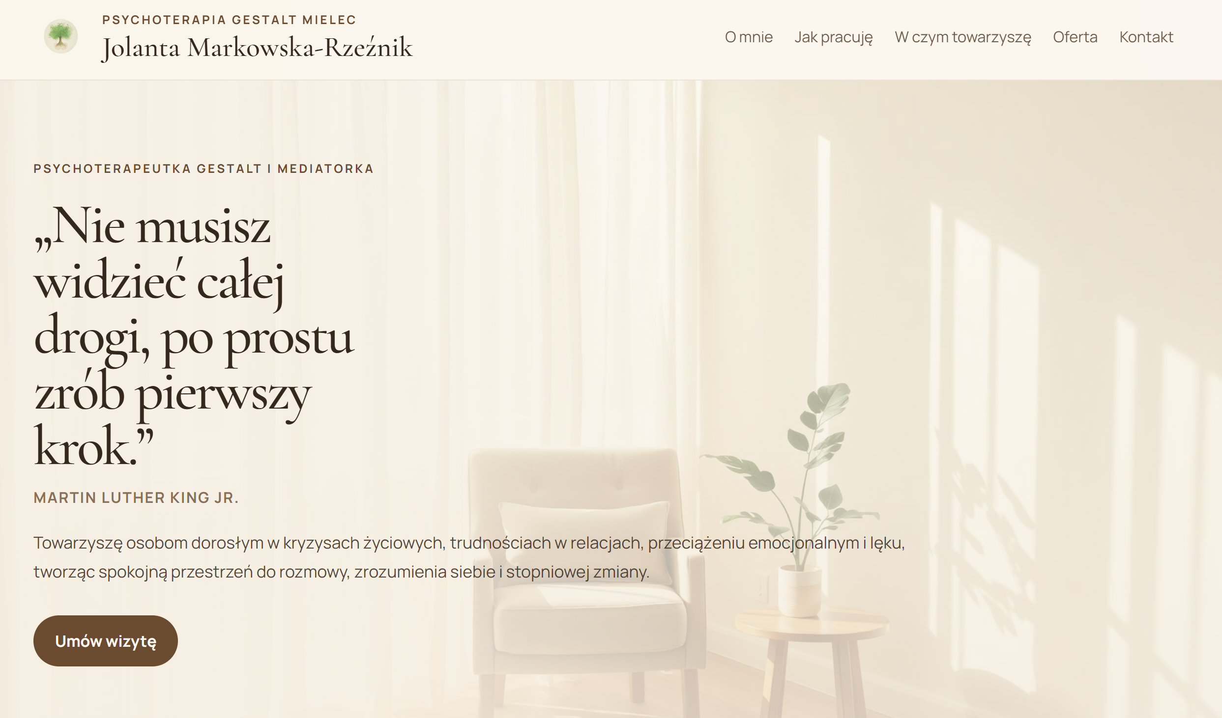 Strona internetowa dla psychologa — podgląd
